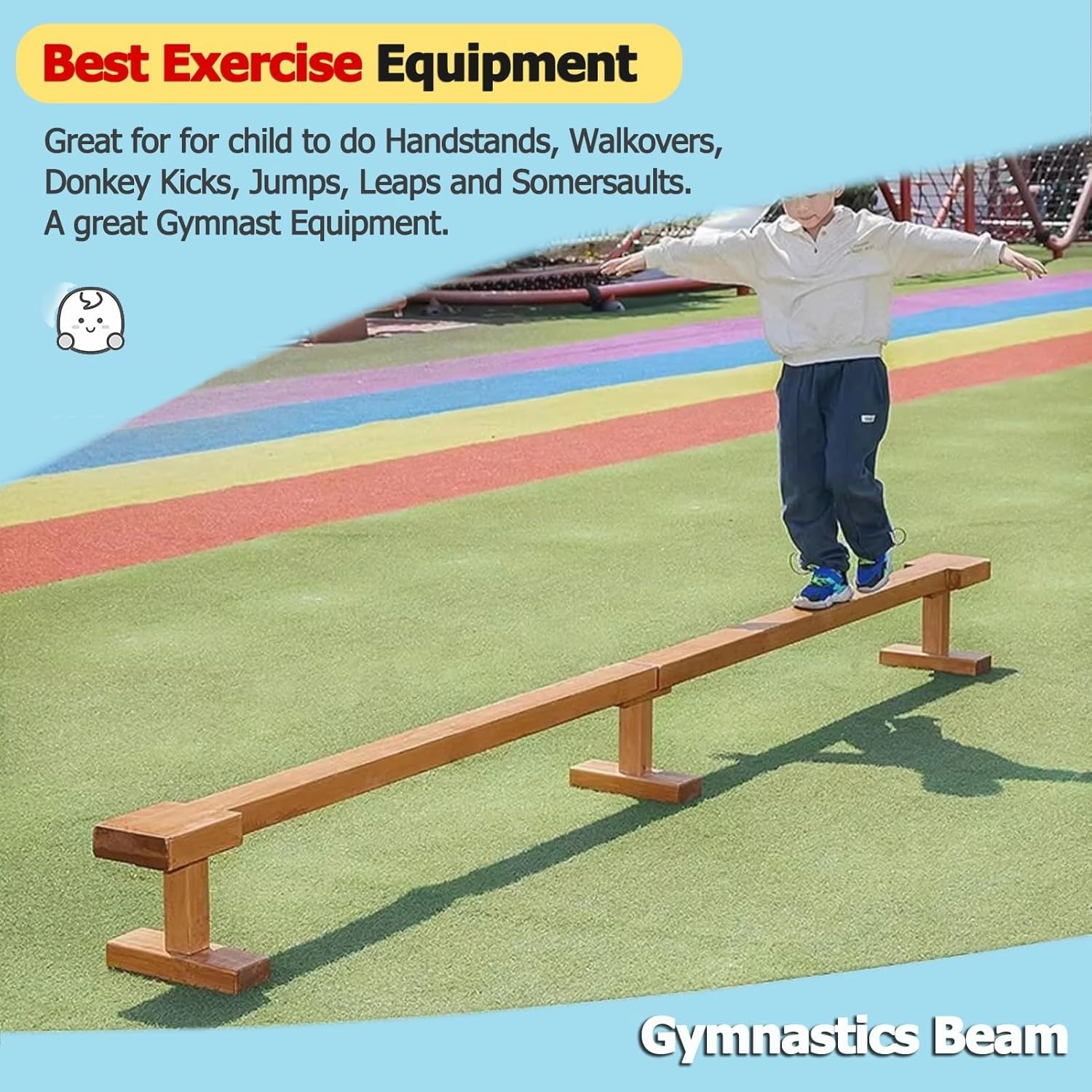 YXXSDP Wooden Balance Beams for Kids/Gymnastics at Home, Extra-Firm 59 79 118 Inch Long Floor Walking Beams, Anti-Skid Gymnastics Equipment, Load 198lbs(Size:150cm(59.1in) long/8cm(3.1in) Width)