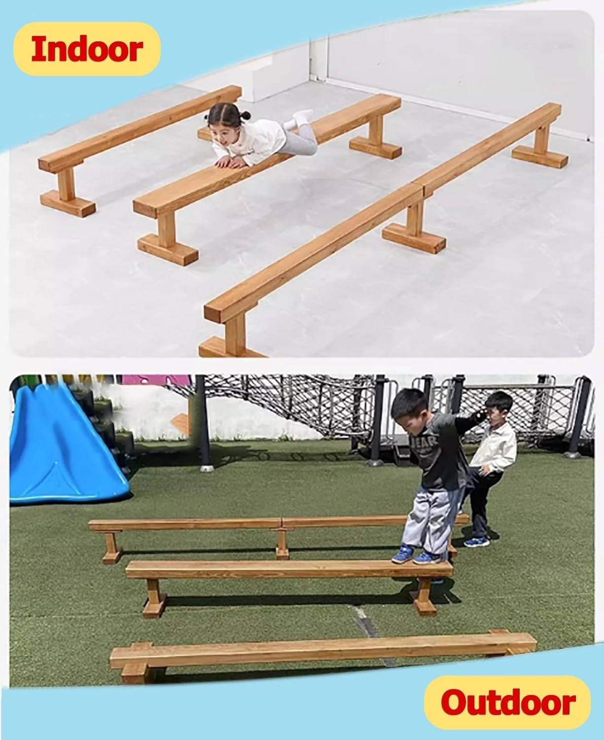 YXXSDP Wooden Balance Beams for Kids/Gymnastics at Home, Extra-Firm 59 79 118 Inch Long Floor Walking Beams, Anti-Skid Gymnastics Equipment, Load 198lbs(Size:150cm(59.1in) long/8cm(3.1in) Width)