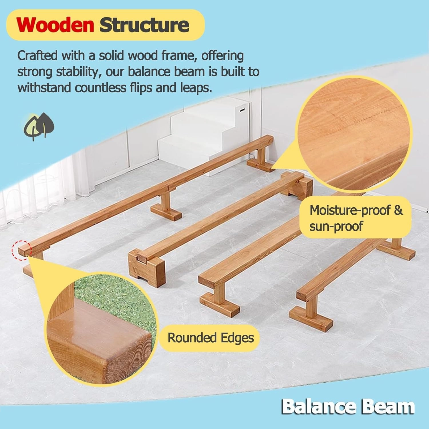 YXXSDP Wooden Balance Beams for Kids/Gymnastics at Home, Extra-Firm 59 79 118 Inch Long Floor Walking Beams, Anti-Skid Gymnastics Equipment, Load 198lbs(Size:150cm(59.1in) long/8cm(3.1in) Width)