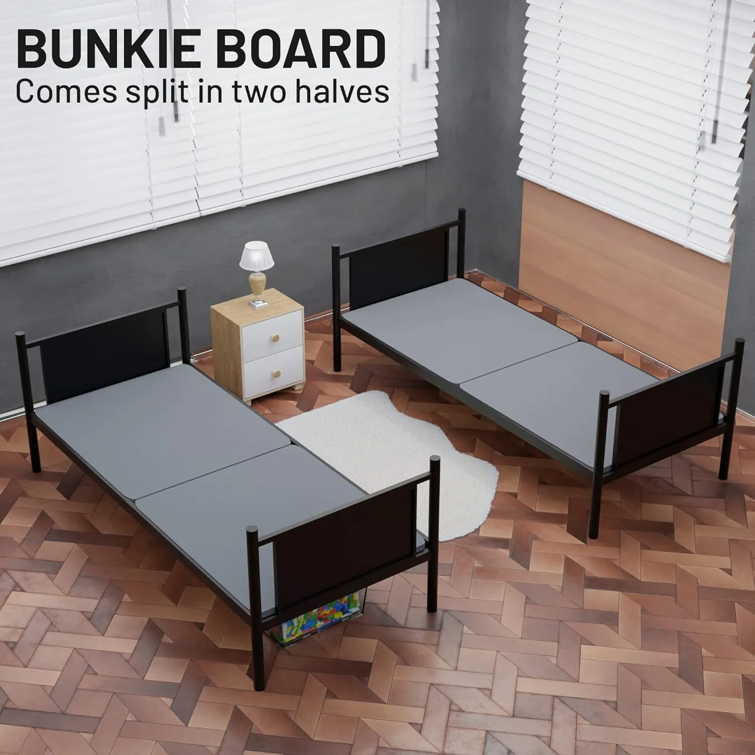 Zayton, 1.5" Split Wood Bunkie Board Twin Size Bed Frames - 2-Piece Under Mattress Support Board, Fully Assembled, Fabric Ventilation Cover - Replaces Wooden Slats or Box Spring(Pack of 2)