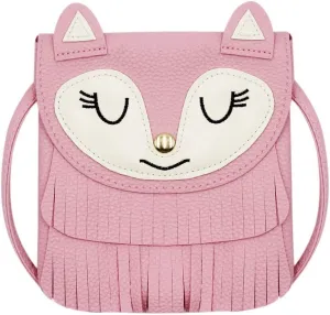 ZGMYC Fox Tassel Shoulder Bag Small Coin Purse Crossbody Satchel for Kids Girls, Large Pink (5.9 x 5.9in)