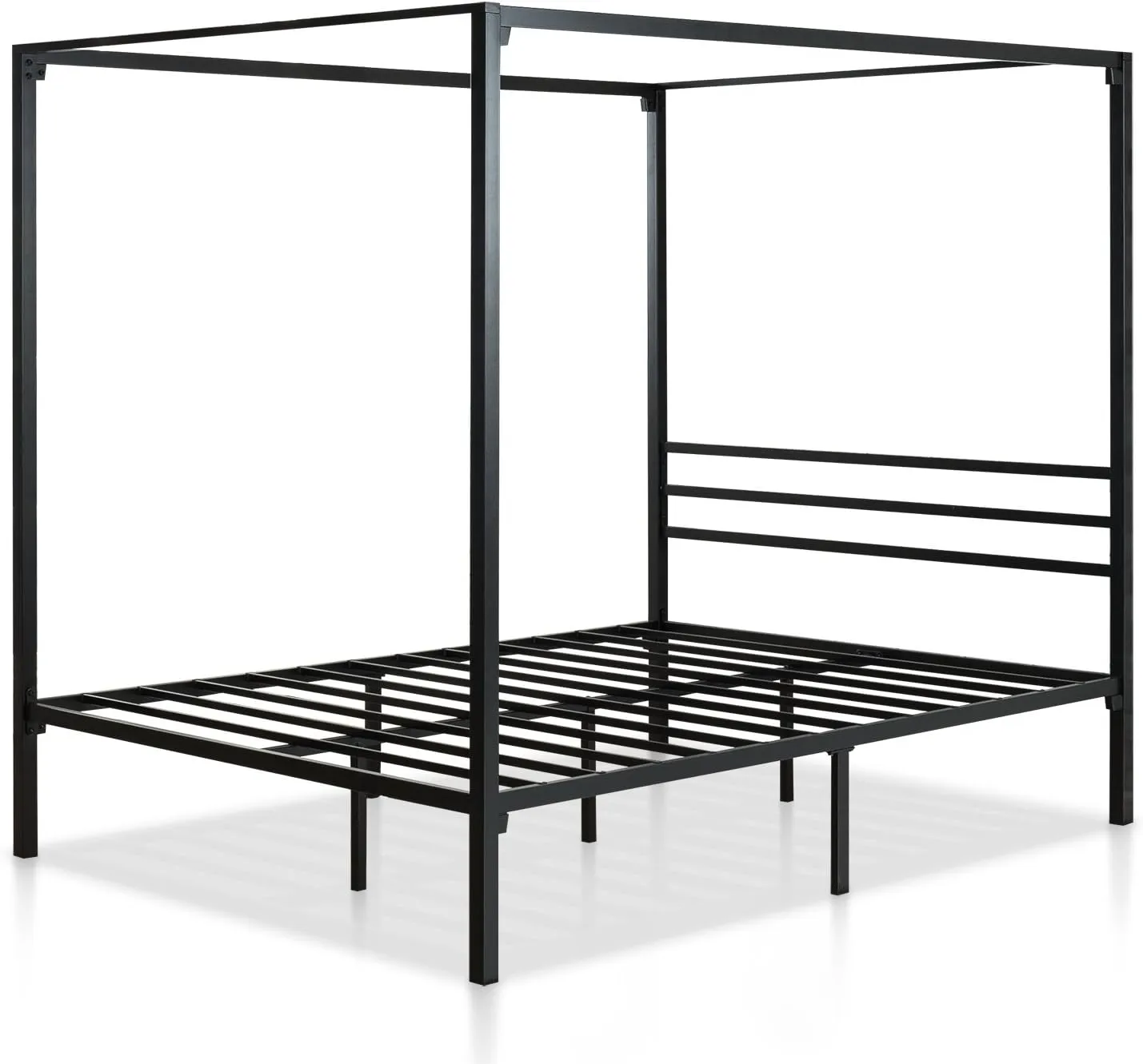 ZINUS Patricia Black Metal Canopy Platform Bed Frame, Mattress Foundation with Steel Slat Support, No Box Spring Needed, Easy Assembly, Queen