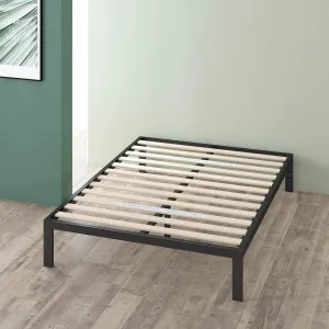 Zinus Set: 8 Inch Green Tea Memory Foam Mattress [New Version], Full, Medium Firm Feel   Mia Metal Platform Bed Frame, Wood Slat Support, Black, Full