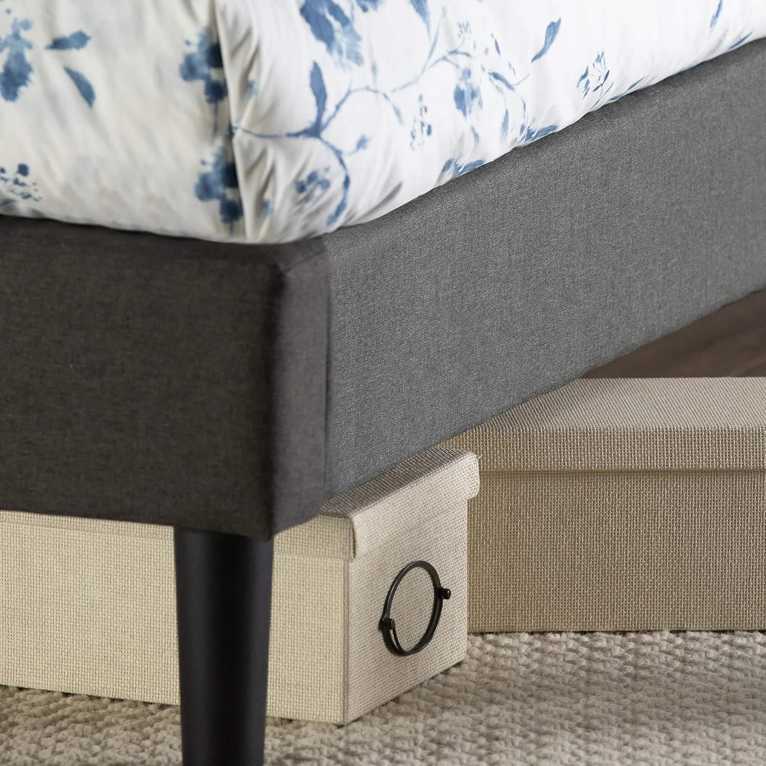 ZINUS Shalini Upholstered Platform Bed Frame, Mattress Foundation, Wood Slat Support, No Box Spring Needed, Easy Assembly, Dark Grey, Full