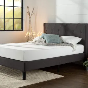 ZINUS Shalini Upholstered Platform Bed Frame, Mattress Foundation, Wood Slat Support, No Box Spring Needed, Easy Assembly, Dark Grey, Full