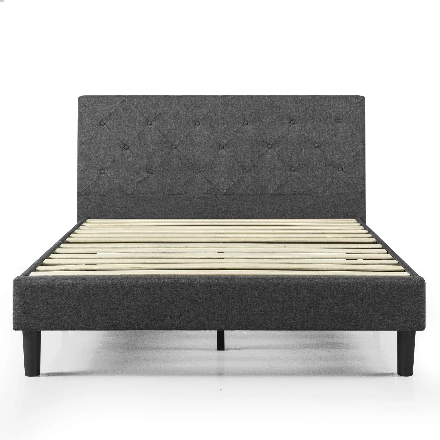 ZINUS Shalini Upholstered Platform Bed Frame, Mattress Foundation, Wood Slat Support, No Box Spring Needed, Easy Assembly, Dark Grey, Full