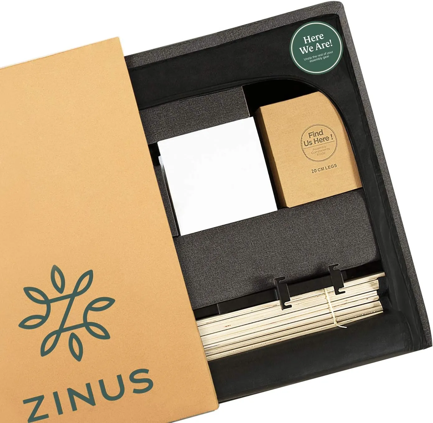 ZINUS Shalini Upholstered Platform Bed Frame, Mattress Foundation, Wood Slat Support, No Box Spring Needed, Easy Assembly, Dark Grey, Full