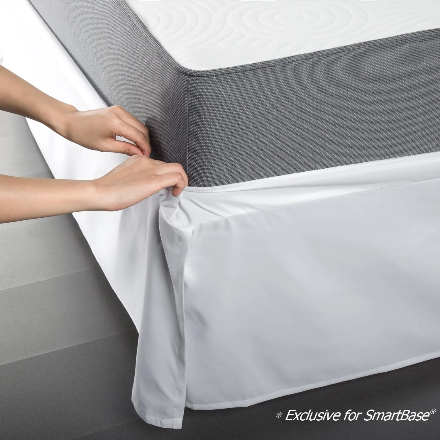 ZINUS SmartBase Bed Skirt, 18 Inch Drop, For Use with SmartBase, Easy On & Off Design, Twin