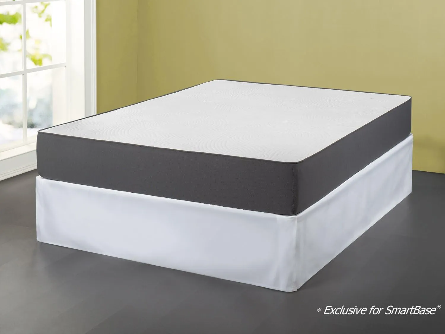 ZINUS SmartBase Bed Skirt, 18 Inch Drop, For Use with SmartBase, Easy On & Off Design, Twin